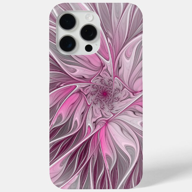 Coques Case-Mate iPhone Rêve de fleur rose fractal, Motif d'Imaginaire flo (Verso)