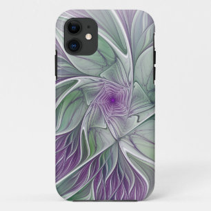 Case-Mate iPhone Case Rêve de fleurs, Abstrait violet vert Fractal Art