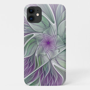Case-Mate iPhone Case Rêve de fleurs, Abstrait violet vert Fractal Art