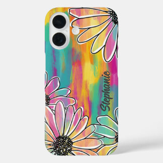 Coques iPhone 16 Rêve de marguerite super - Main peinte dessinée fl