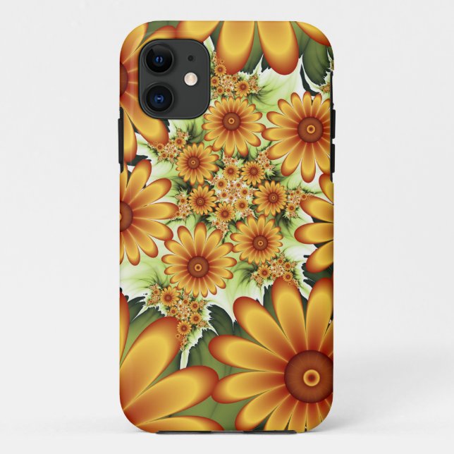 Coques Case-Mate iPhone Rêve Floral, Art Fractal Moderne Abstrait Fleur (Dos)