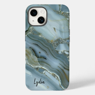 Coque Pour iPhone 14 Revêtement de marbre de pierre bleue