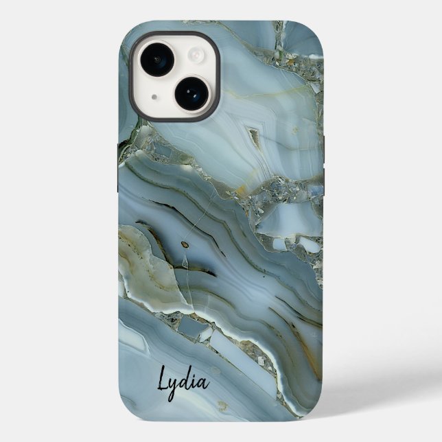 Coques Case-Mate iPhone Revêtement de marbre de pierre bleue (Verso)