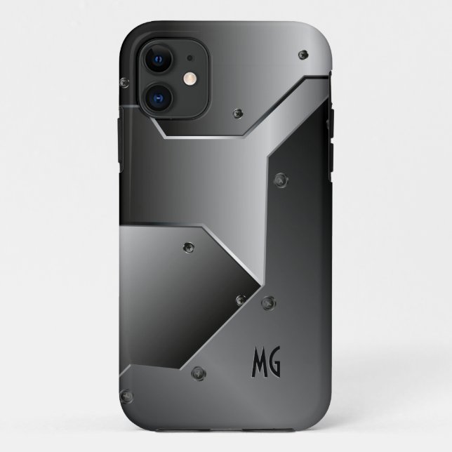 Coques Case-Mate iPhone Revêtement en aluminium brossé gris foncé Revêteme (Dos)