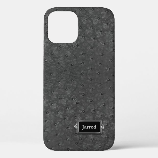 Coques Case-Mate iPhone Revêtement en cuir d'autruche noire (Verso)