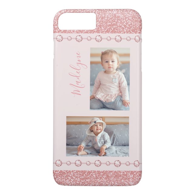 Coques Case-Mate iPhone Rhinestone rose pâle Nom de la Parties scintillant (Dos)