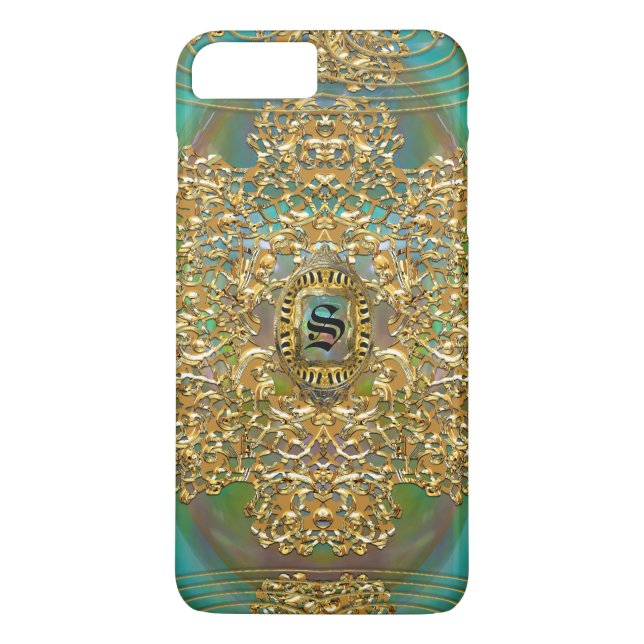 Coques Case-Mate iPhone Riverbend Elegant Monogramme Plumes (Dos)