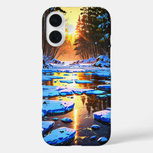 Coques iPhone 16 Rivière d'hiver gelée