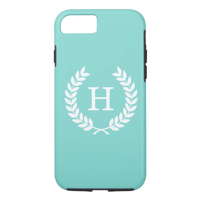 Coques Case-Mate iPhone Robin Oeuf What Blé Laurel Wreath Initial Monogram (Dos)