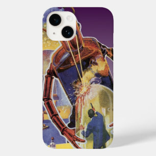 Coque Pour iPhone 14 Robot de science-fiction vintage avec les yeux de
