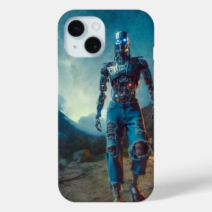 Coque Pour iPhone 15 Robot futuriste dans un paysage ancien