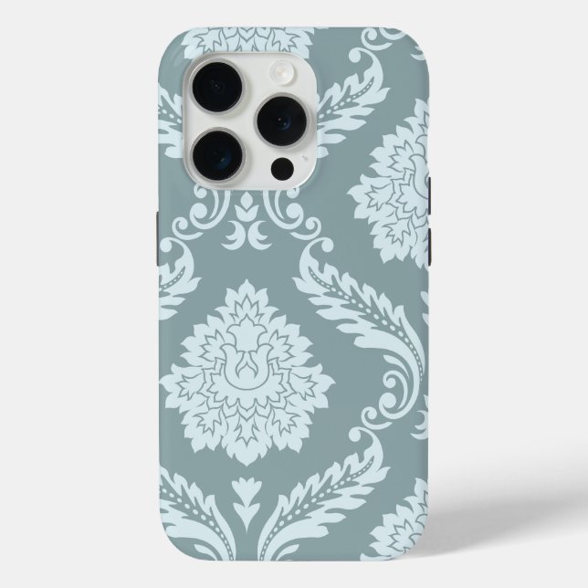 Coques Case-Mate iPhone Rococo Damask Art I Duck Egg Blue+Teal (Verso)