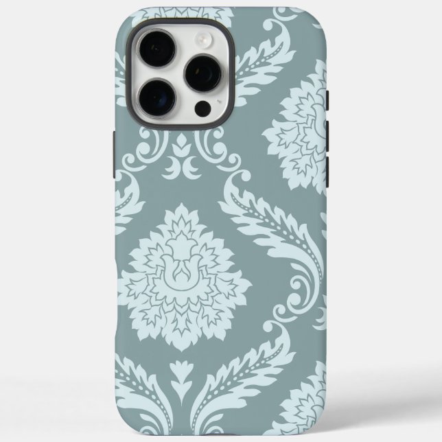 Coques Case-Mate iPhone Rococo Damask Art I Duck Egg Blue+Teal (Verso)