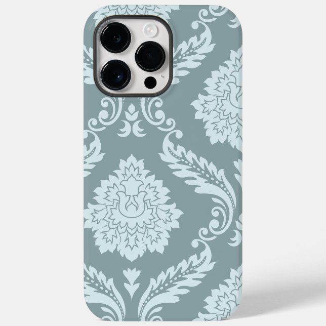 Coques Case-Mate iPhone Rococo Damask Art I Duck Egg Blue+Teal (Verso)
