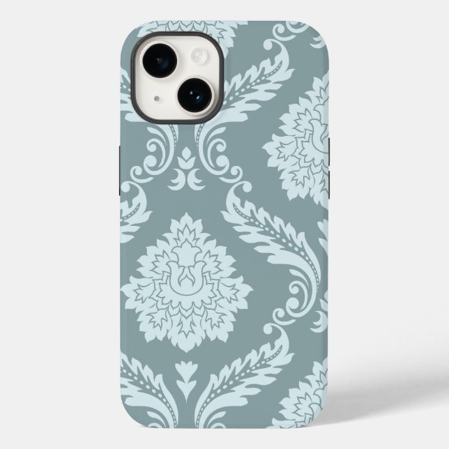 Coques Case-Mate iPhone Rococo Damask Art I Duck Egg Blue+Teal (Verso)