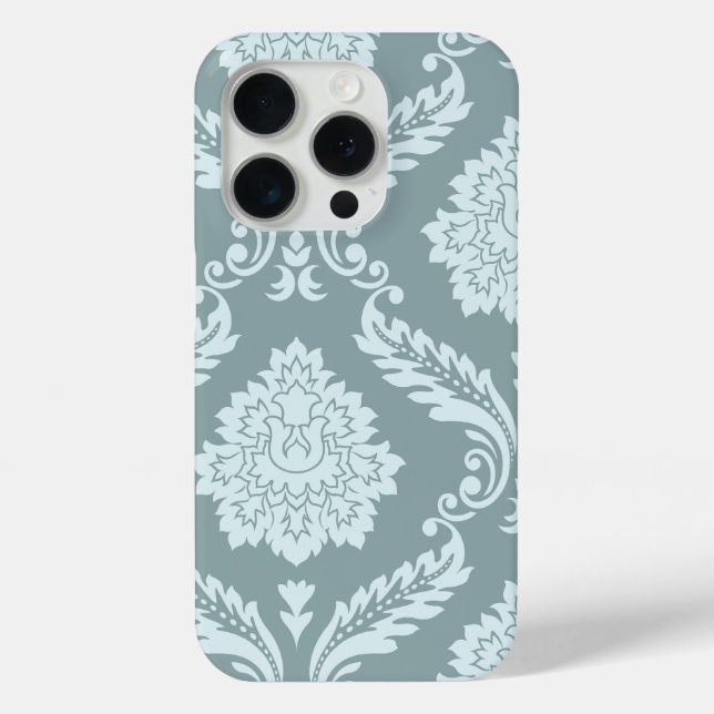 Coques Case-Mate iPhone Rococo Damask Art I Duck Egg Blue+Teal (Verso)