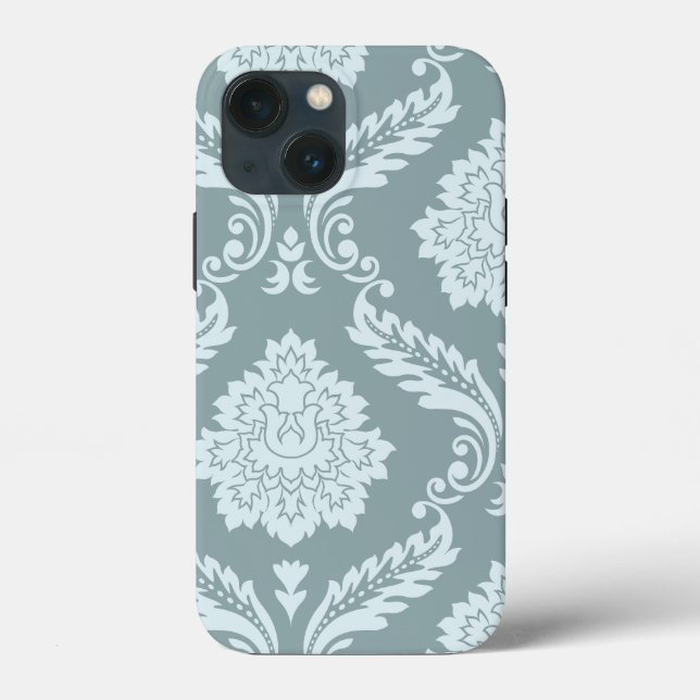 Coques Case-Mate iPhone Rococo Damask Art I Duck Egg Blue+Teal (Verso)