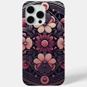 Coque iPhone 15 Pro Max Romance foncée Bourgogne Art Déco Floral Été