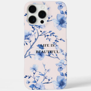 Coques iPhone 16 Pro Max Romantique bleu bleu floral