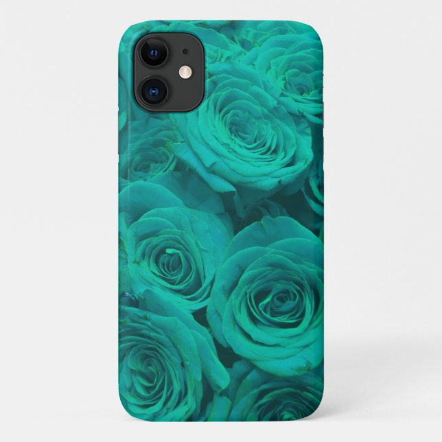 Coques Case-Mate iPhone Romantique élégant classique turquoise-vert roses (Dos)