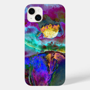 Coque Pour iPhone 14 Plus Romantique élégant violet turquoise peinture de fl