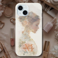 Romantique Floral Femme Silhouette Personnalisé Mo
