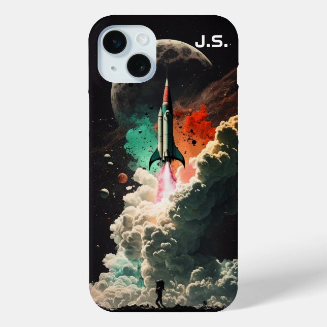 Coques Case-Mate iPhone Roquette personnalisée vers la lune (Verso)