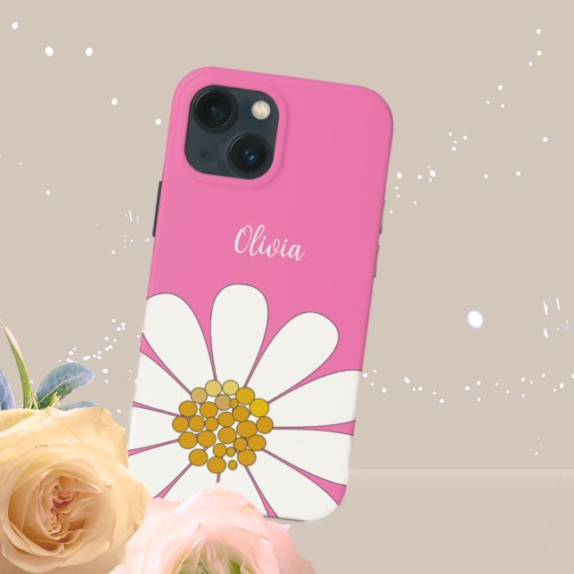 Coques Case-Mate iPhone Rose Blanc moderne Fleur marguerite Personnaliser  (Créateur téléchargé)
