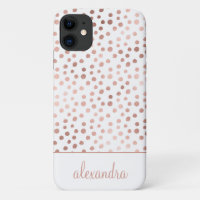 Rose Bleu - Rose Gold Polka Motif Monogramme