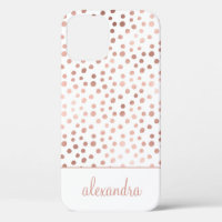 Rose Bleu - Rose Gold Polka Motif Monogramme