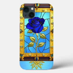 Case-Mate iPhone Case Rose Bleue Dorée dans un Cadre Décoratif