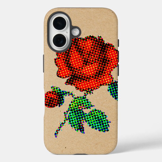 Coques Case-Mate iPhone Rose Bloom Halftone on Brown Paper Fine Art (Verso)