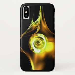 Coque iPhone X Rose BROWN JAUNE FRACTAL BLANC