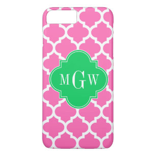 Coques Pour iPhone Rose chaud avec marocain #5 Emerald 3 Monogramme i