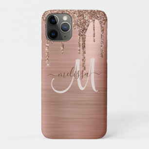 Case-Mate iPhone Case Rose Chic Parties scintillant à goutte d'or Monogr