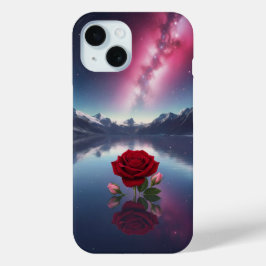 Coque Pour iPhone 15 Rose Cosmique : Reflet de Galaxie sur un Lac Serei