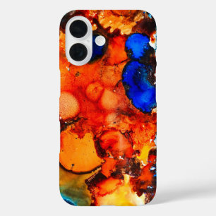 Coques iPhone 16 Rose d'art abstrait orange rouille