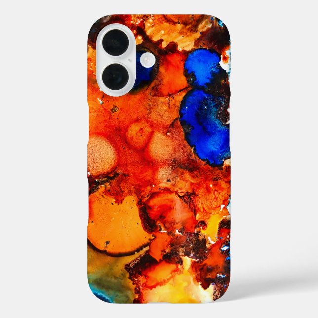 Coques Case-Mate iPhone Rose d'art abstrait orange rouille (Verso)