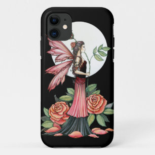 Coque iPhone 11 Rose de Feu Gothique Féerique Fantastique Art