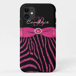 Coque Case-Mate Pour iPhone Rose de monogramme, caisse noire de l'iPhone 5 de