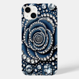 Coque Pour iPhone 14 Plus Rose diamant & Denim Glam Bling