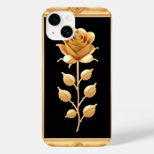 Coque Pour iPhone 14 Rose Dorée Avec Détails Ornés Élégants