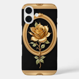 Coques iPhone 16 Rose Dorée Avec Détails Ornés Élégants