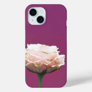 Coque Pour iPhone 15 Rose en floraison simple sur Magenta