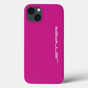 iPhone 13 Case Rose et blanc chaud, nom, minimaliste