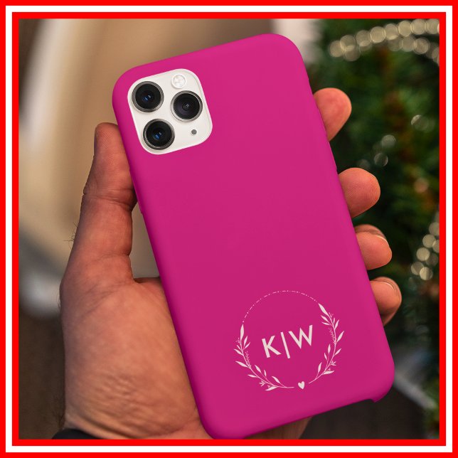 Coques Case-Mate iPhone Rose et Blanc | Monogramme Initiales Moderne (Pink and White | Modern Initials Monogram Case-Mate iPhone Case)