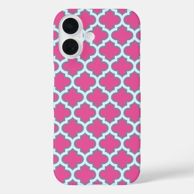 Coques Case-Mate iPhone Rose et bleu Girly Quatrefoil Motif tendance Cute (Verso)