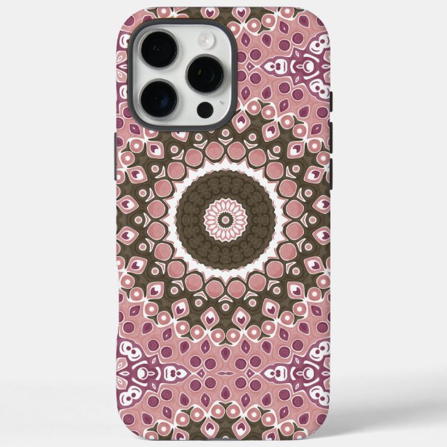 Coques Case-Mate iPhone Rose et Mocha Mandala Motif Géométrie florale (Verso)