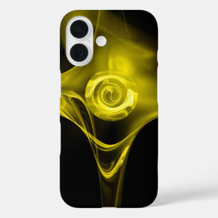 COQUES iPhone 16 ROSE FRACTAL JAUNE LÉGER