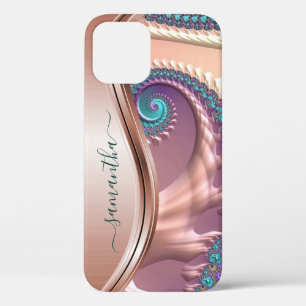 Case-Mate iPhone Case Rose fractal moderne Gold Nom manuscrit